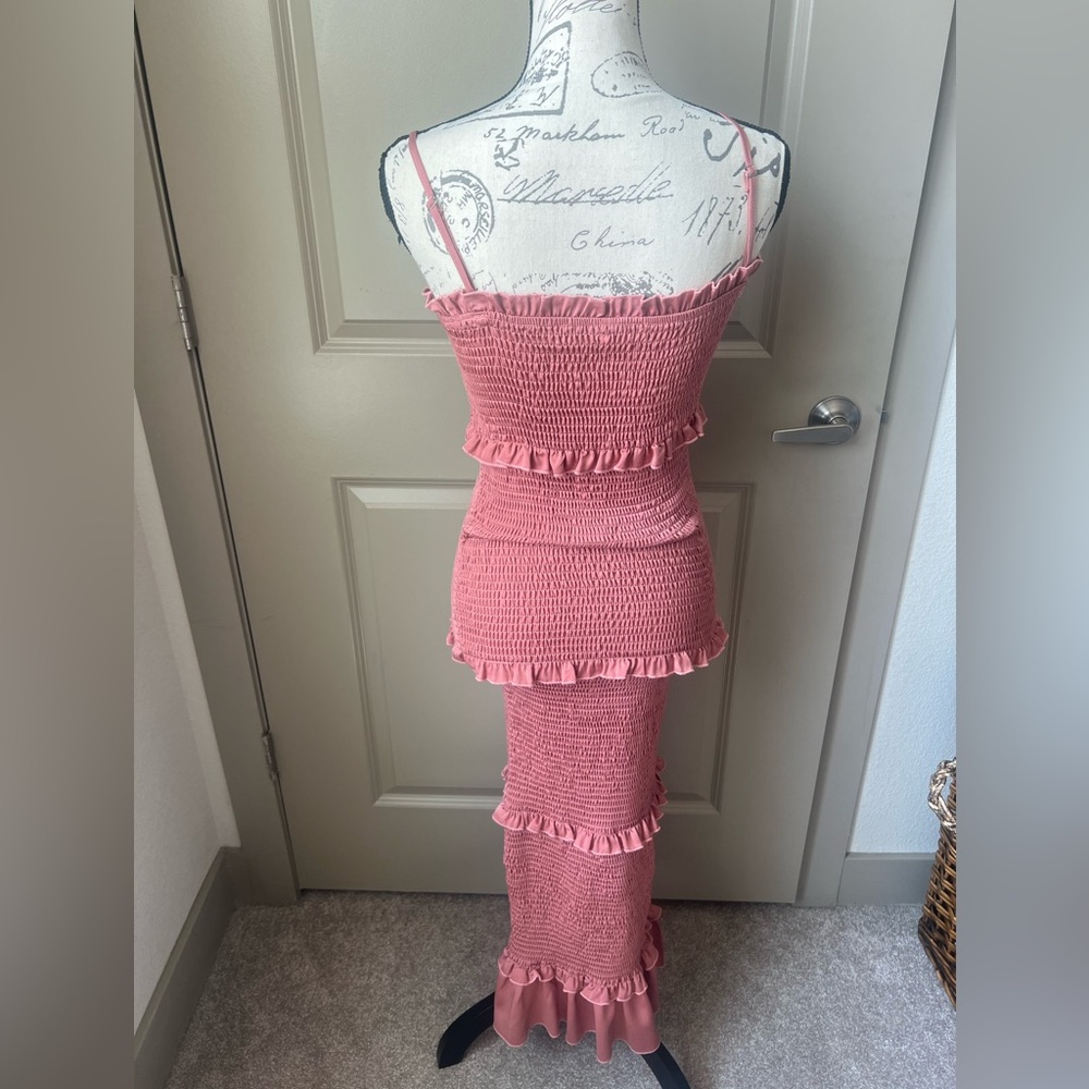 Mable Daphne Smocked Ruffle Midi Dress - Picture 6 of 11